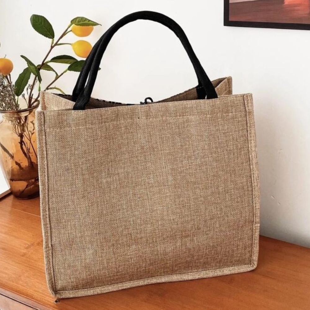 Nurse Graphic Natural Jute Tote Bag with Zip Pouch - Picture 4 of 9